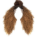 Ombre Brown Curly Half-Up Half-Down Wig 24 Inches - High Bun Kinky Curly Wig