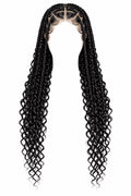 Hand-Braided Full Lace Wig 32 Inches - Long Cornrow Braids with Curly Ends