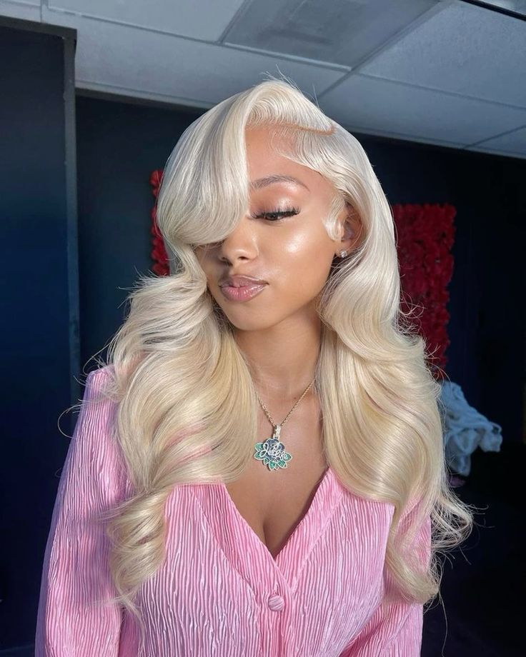 Luxury 613 Platinum Blonde Body Wave Wig – Glamorous Side Part Hollywood Waves, HD Lace Frontal Virgin Human Hair Unit 4×2