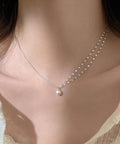 Minimalist Crystal Leaf Drop Pendant Necklace - Delicate Silver Jewelry