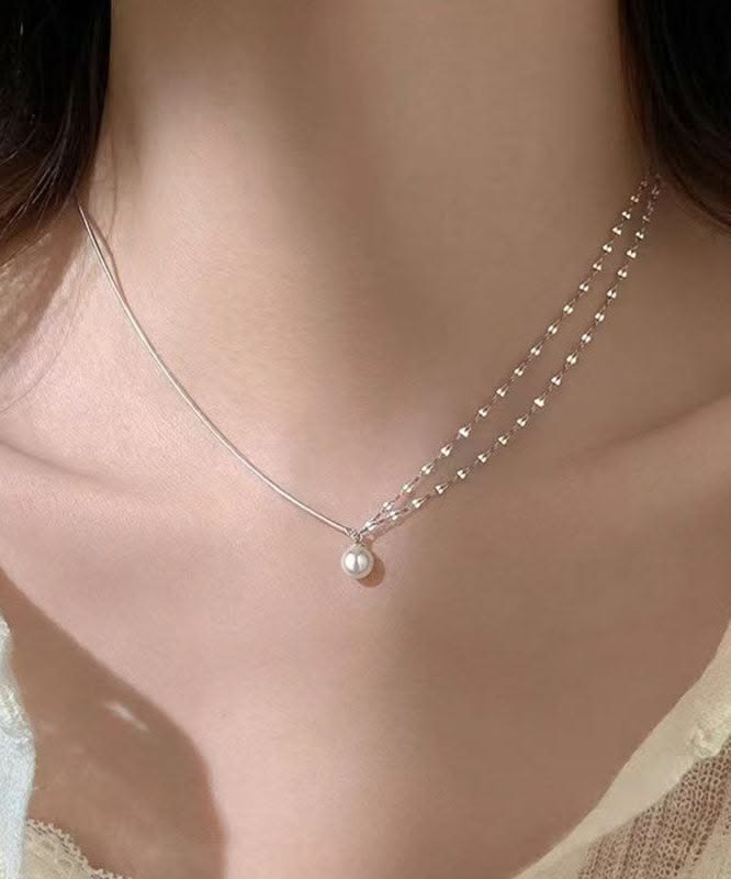 Minimalist Crystal Leaf Drop Pendant Necklace - Delicate Silver Jewelry