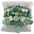 Natural Raw Green Aventurine & Emerald Crystal Stackable Set