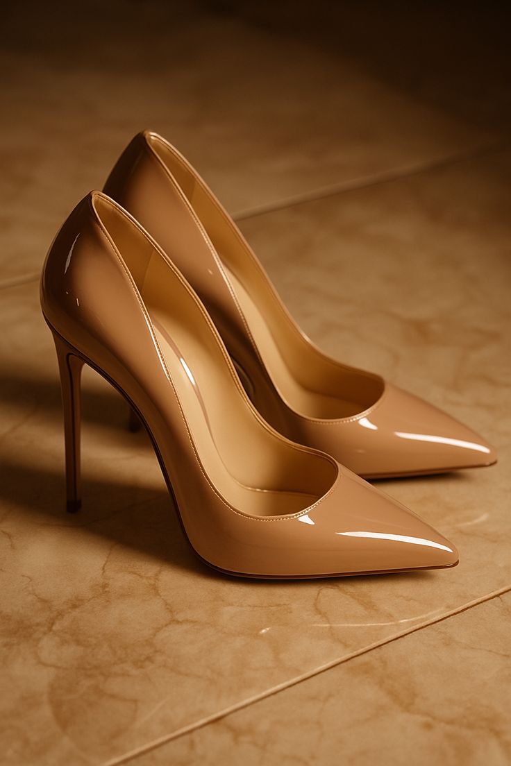 Luxury Women's High Heels - Elegant Party Wear (Classic Black Patent)Luxury Women's High Heels - Elegant Party Wear (Beige Chunky Block)