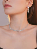 Luxury Sparkling Zircon Choker & Earrings Party Set