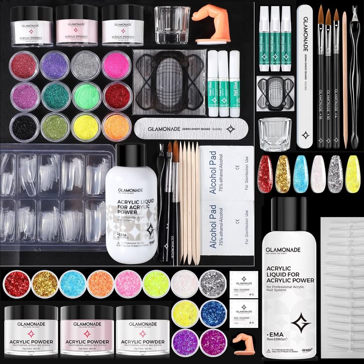Ultimate Professional Acrylic & Poly Gel Mega Nail Kit with UV LED Lamp