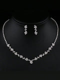 Classic Crystal Wedding Necklace & Earrings Bridal Jewelry Set
