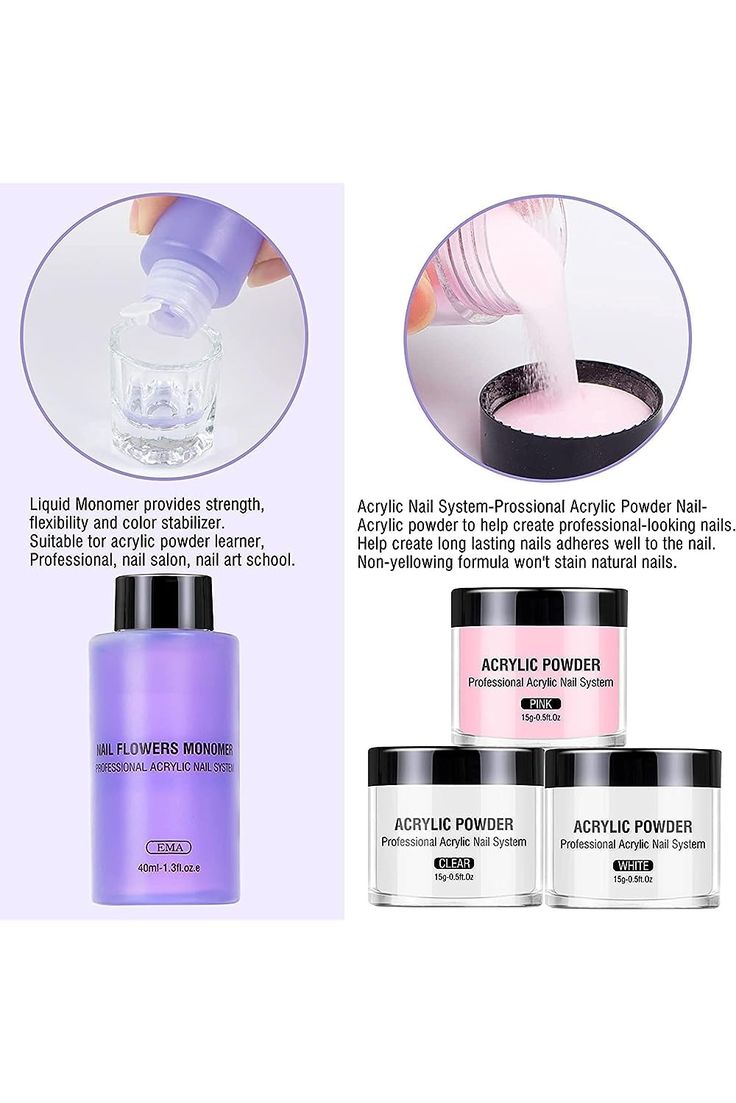 Professional Acrylic Nail System - Liquid Monomer & Acrylic Powder Set