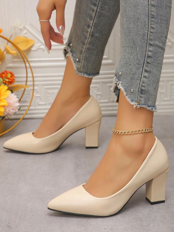Luxury Women's High Heels - Elegant Party Wear (Classic Black Patent)Luxury Women's High Heels - Elegant Party Wear (Beige Chunky Block)
